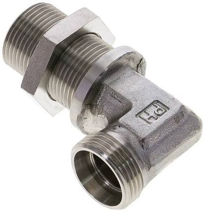 Kolanko hydrauliczne 90 st., grodziowe 22 L (M30x2), stal nierdzewna