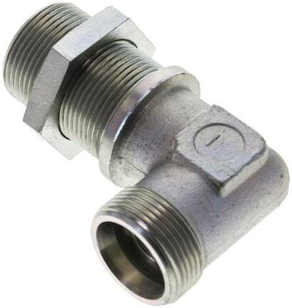 Kolanko hydrauliczne 90 st., grodziowe 25 S (M36x2), stal ocynkowana