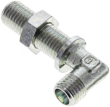 Kolanko hydrauliczne 90 st., grodziowe 6 L (M12x1,5), stal ocynkowana