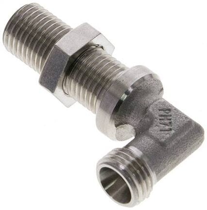 Kolanko hydrauliczne 90 st., grodziowe 8 L (M14x1,5), stal nierdzewna
