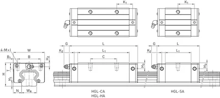 Wózek liniowy HGL30HAZ0C seria HG-QH - HIWIN