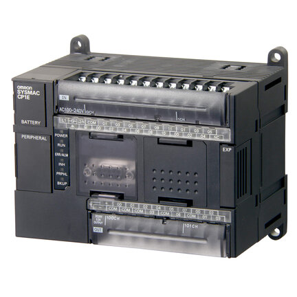 PLC, zasilanie 24 VDC, 18 wejść 24 VDC, 12 wyjść przekaźnikowych 2 A, 8 tys. kroków programu + 8 tys. słów pamięci danych, port RS-232C (CP1E-N30DR-D) - Omron