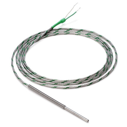 Czujnik temperatury, Lite, gładka rurka, termopara, K, śr. 6, 100 mm, 304SS, wstępnie okablowany z końcówkami kablowymi 2 m (E52-ELTK6-100-2-A) - Omron