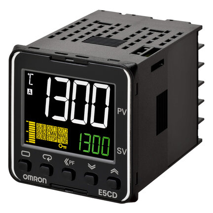 Regulator temperatury, PRO, 1/16 DIN (48 x 48 mm), 1 x Rel. OUT, 2 AUX, 24 VAC/DC (E5CD-RX2D6M-000) - Omron