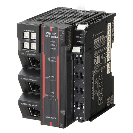 Brama bezpieczeństwa dla CIP-Safety, gniazdo kart SD, połączenie iBus do 10 A, Interfejs 1: port Ethernet/IP, Interfejs 2: porty przełączania CIP-Safety (NX-CSG320) - Omron