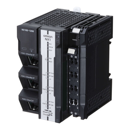 Modułowy procesor Sysmac NX1, 5 MB pamięci programu i 33,5 MB pamięci danych, wbudowany EtherCAT (8 osi serwo, 4 osie PTP, łącznie 64 węzły EtherCAT) (NX102-1200) - Omron