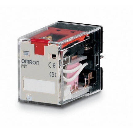 Przekaźnik, Wtyczka, 14-stykowy, 4PDT, 5 A, wskaźniki mechaniczne i LED, przycisk testowy, etykieta (MY4IN 24VAC (S)) - Omron