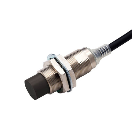 Wyłącznik zbliżeniowy, indukcyjny, mosiądz niklowy, krótki korpus, M18, nieekranowany, 16 mm, DC, 3-przewodowy, PNP NO, IO-Link COM3, kabel robota 2 m (E2E-X16MB1T18-R 2M) - Omron