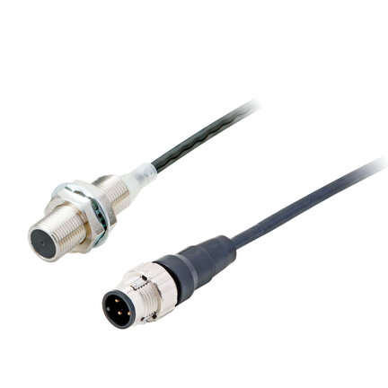 Wyłącznik zbliżeniowy, indukcyjny, M12, ekranowany, 3 mm, 2-przewodowy DC bez polaryzacji, NO, 0,3 m pigtail PUR ze złączem M12, olejoodporny (E2ER-X3D1-M1TGJ 0.3M) - Omron
