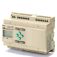 Programowalny przekaźnik, zasilanie 24 VDC, 12 wejść 24 VDC (z których 2 mogą być wejściami analogowymi 0-10 V), 8 wyjść tranzystorowych, RTC, wyświetlacz LCD (ZEN-20C1DT-D-V2) - Omron