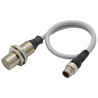Wyłącznik zbliżeniowy, indukcyjny, all metall sensing, mosiądz-nikiel, M18, ekranowany, 8 mm, DC, 3-przewodowy, PNP-NO, kabel 0,3 m ze złączem M12 SmartClick (E2V-X8B1-M1TJ 0.3M) - Omron
