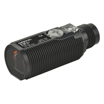 Czujnik optyczny odbiciowy-zaporowy, gwint M18, tworzywo sztuczne, czerwona dioda LED, odblaskowy, 4 m, NPN, Light-ON/Dark-ON, złącze M12 (E3FA-RN21) - Omron