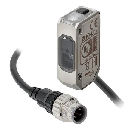 Czujnik fotoelektryczny, prostokątna obudowa, stal nierdzewna, laser podczerwony klasy 1, czas przelotu 1500 mm, PNP (E3AS-F1500IMD-M1TJ  0.3M) - Omron