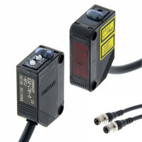 Czujnik optyczny zaporowy, prostokątna obudowa, czerwony laser klasy 1, wiązka przelotowa, 60 m, PNP, Light-ON/Dark-ON, 4-stykowe złącze pigtail M8, 0,3 m (E3Z-LT81-M3J 0.3M) - Omron