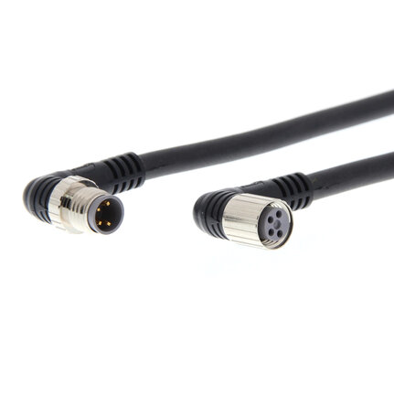 Kabel z wtyczką na obu końcach kabla, Gniazdo wtykowe kątowe M8 (żeńskie), Wtyczka kątowa M8 (męska), 4-biegunowy, PUR olejoodporny kabel robota, IP67, 2 m (XS3W-M422-402-PR) - Omron