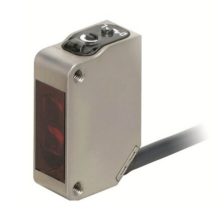 Czujnik optyczny, prostokątna obudowa, stal nierdzewna, czerwona dioda LED, odbiciowy-zaporowy, 4 m, PNP, Light-ON/Dark-ON, kabel 2 m (E3ZM-R81 2M) - Omron