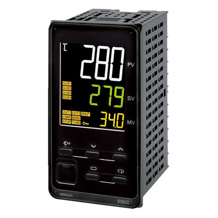 Regulator temperatury, PRO, 1/8 DIN (96x48mm), 2x0/4-20mA curr. OUT, 4 AUX, EVT. I/P 4,24VAC/DC (E5EC-CC4D5M-005) - Omron