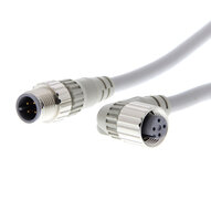 Kabel z wtyczką na obu końcach kabla, Gniazdo wtykowe kątowe M12 (żeńskie), Wtyczka prosta / Gniazdo wtykowe proste M12 (męskie), 4-biegunowy, kodowany A (XS2W-D424-E81-F) - Omron