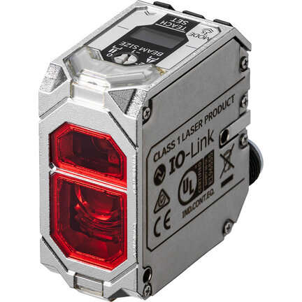Czujnik fotoelektryczny, aluminiowa obudowa odlewana ciśnieniowo (chromowana), czerwony laser klasy 1 (E3AS-HF6000SMT M1H) - Omron