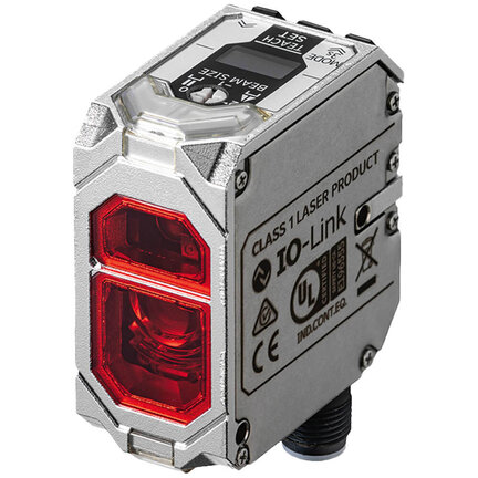 Czujnik fotoelektryczny, aluminiowa obudowa odlewana ciśnieniowo (chromowana), czerwony laser klasy 1, czas przelotu, typ wiązki rozproszonej, 6000 mm (E3AS-HF6000DMT M1V) - Omron