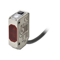 Czujnik fotoelektryczny, prostokątna obudowa, stal nierdzewna, czerwona dioda LED, tłumienie tła, 80 mm, NPN, Light-ON/Dark-ON, kabel 2 m (E3AS-L80MN 2M) - Omron
