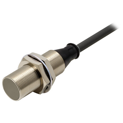 Wyłącznik zbliżeniowy, indukcyjny, wykrywanie wszystkich metali, mosiądz-nikiel, M18, ekranowany, 8 mm, DC, 3-przewodowy, PNP-NO, 2 m wstępnie okablowany (E2V-X8B1 2M) - Omron