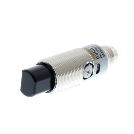 Czujnik fotoelektryczny, tuleja gwintowana M18, typ promieniowy, metalowy, czerwona dioda LED, rozproszona, 100 mm, NPN, Light-ON/Dark-ON, złącze M12 (E3RB-DN21) - Omron