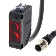 Czujnik optyczny, prostokątna obudowa, czerwona dioda LED, odbiciowy-zaporowy, 4 m, NPN, Light-ON/Dark-ON, 3-stykowe złącze pigtail M8, 0,3 m (E3Z-R61-M5J 0.3M) - Omron