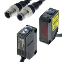 Czujnik optyczny zaporowy, prostokątna obudowa, czerwony laser klasy 1, wiązka przelotowa, 60 m, PNP, Light-ON/Dark-ON, złącze pigtail M12, 0,3 m (E3Z-LT81-M1J 0.3M) - Omron