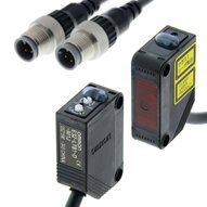 Czujnik optyczny zaporowy, prostokątna obudowa, czerwony laser klasy 1, wiązka przelotowa, 60 m, PNP, Light-ON/Dark-ON, złącze pigtail M12, 0,3 m (E3Z-LT81-M1J 0.3M) - Omron