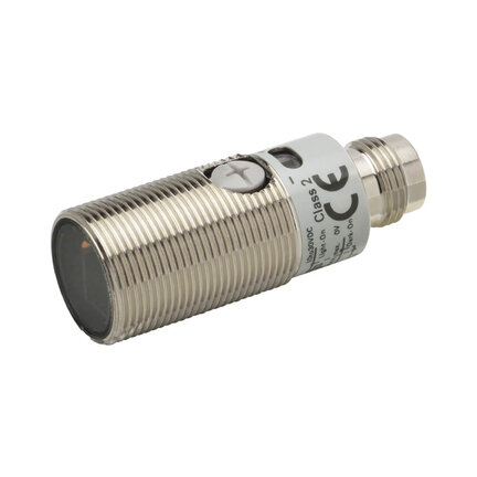 Czujnik optyczny zaporowy, przy pomocy gwintów M18, metalowy, czerwona dioda LED, wiązka przelotowa, Odbiornik, 20 m, PNP, Light-ON/Dark-ON, złącze M12 (E3FB-TP21-D) - Omron