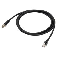 Kabel z wtyczką na obu końcach kabla, wtyczka prosta M12 (męska), wtyczka RJ45, 4-biegunowa, kodowana D, kabel Ethernet Cat5e Standard, IP67, 10 m (XS2W-T421-JMC-SS) - Omron