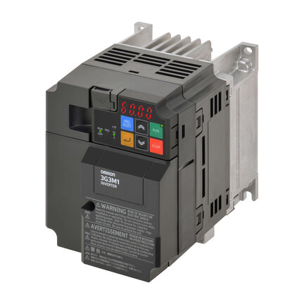 M1 Napęd AC, 1,5/2,2 kW (HD/ND), 8,0/9,6 A (HD/ND), 200 VAC, wejście 3~, sterowanie OLV/CLV, STO (przewodowe), maks. częstotliwość wyjściowa 590 Hz (3G3M1-A2015) - Omron