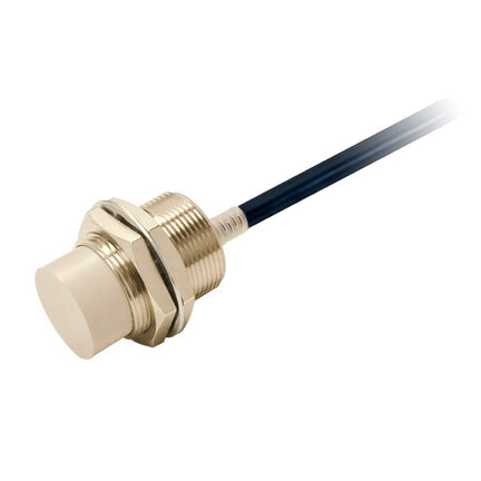 Wyłącznik zbliżeniowy, indukcyjny, mosiądz niklowy, krótki korpus, M30, nieekranowany, 18 mm, DC, 3-przewodowy, PNP NO, IO-Link COM3, kabel 2 m (E2E-X18MB1T30 2M) - Omron
