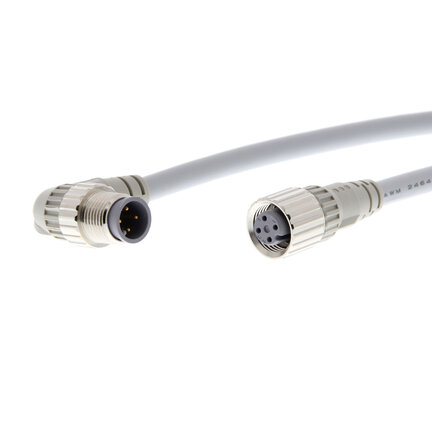 Kabel z wtyczką na obu końcach kabla, Gniazdo wtykowe proste M12 (żeńskie), Gniazdo wtykowe kątowe proste M12 (męskie), 4-biegunowy, kodowany A (XS2W-D423-G81-F) - Omron