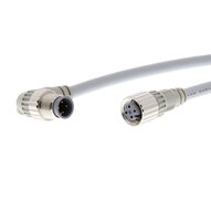 Kabel z wtyczką na obu końcach kabla, Gniazdo wtykowe proste M12 (żeńskie), Gniazdo wtykowe kątowe proste M12 (męskie), 4-biegunowy, kodowany A (XS2W-D423-G81-F) - Omron