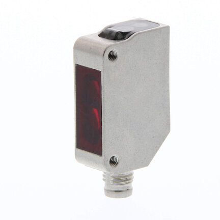 Czujnik fotoelektryczny, prostokątna obudowa, stal nierdzewna, czerwona dioda LED, tłumienie tła, 100 mm, PNP, Light-ON/Dark-ON, 4-stykowe złącze M8 (E3ZM-LS86H) - Omron