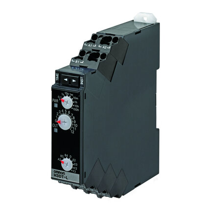Element czasowy, montaż na szynie DIN, 17,5 mm, rozszerzona wielofunkcyjność, 0,1s-1200h, 2 x SPDT, 5 A, 24-240 VAC/DC, terminal pchający (H3DT-L2 24-240VAC/DC) - Omron