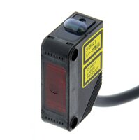 Czujnik optyczny zaporowy, prostokątna obudowa, czerwony laser klasy 1, wiązka przelotowa, zespół emitera, PNP, Light-ON/Dark-ON, kabel 2 m (E3Z-LT81-L 2M) - Omron