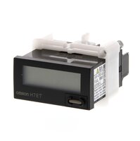 Licznik czasu, 1/32DIN (48 x 24 mm), z własnym zasilaniem, LCD, 7-cyfrowy, 999h59m59s / 9999h59.9m, wejście VDC, czarna obudowa (H7ET-NV1-B) - Omron
