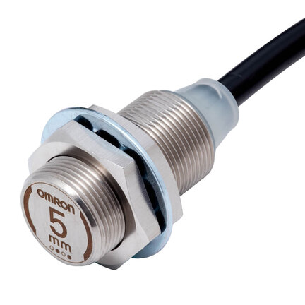Wyłącznik zbliżeniowy, indukcyjny, w całości ze stali nierdzewnej 303, M18, ekranowany, 5 mm, DC, 2-przewodowy, NO, kabel 2 m, polaryzacja (E2EW-X5D118 2M) - Omron