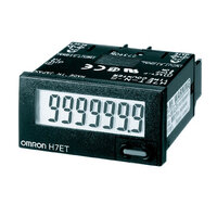 Licznik czasu, 1/32DIN (48 x 24 mm), z własnym zasilaniem, LCD, 7-cyfrowy, 999999,9h / 3999d23,9h, wejście VDC, czarna obudowa (H7ET-NV-B) - Omron