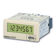 Licznik czasu, 1/32DIN (48 x 24 mm), z własnym zasilaniem, LCD, 7-cyfrowy, 999999,9h / 3999d23,9h, wejście bez-V, szara obudowa (H7ET-N) - Omron