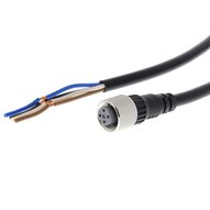 Gniazdo wtykowe M12 (żeńskie), 4-biegunowe, kodowane A, zamek ze stali nierdzewnej, przewód odporny na wysoką temperaturę PVC, IP67, 2 m (XS2F-E421-D80-E) - Omron