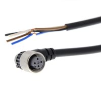 Gniazdo wtykowe M12 (żeńskie), 4-biegunowe, kodowane A, zamek ze stali nierdzewnej, przewód odporny na wysoką temperaturę PVC, IP67, 2 m (XS2F-E422-D80-E) - Omron