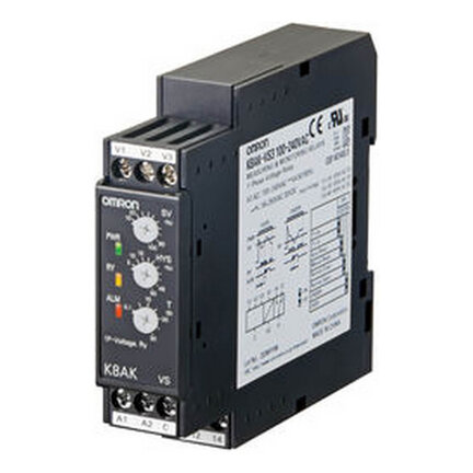 Przekaźnik monitorujący o szerokości 22,5 mm, 1-fazowy nadnapięciowy lub podnapięciowy od 1 do 150 V AC lub DC, jeden SPDT, 24 V AC/DC (K8AK-VS2 24VAC/DC) - Omron