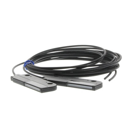 Głowica czujnika optycznego zaporowego, wiązka przelotowa, kwadratowa, widok z góry, obszar detekcji 30 mm, włókno elastyczne R1, kabel 2 m (E32-T16WR 2M) - Omron