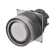 Przycisk A22NZ o średnicy 22 mm, ramka z tworzywa sztucznego, pełna osłona, chwilowy, kolor pokrywy biały przezroczysty, podświetlany (A22NZ-BGM-TWA) - Omron