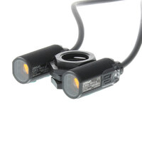 Czujnik optyczny zaporowy, gwint M18, tworzywo sztuczne, czerwona dioda LED, wiązka przelotowa, 20 m, PNP, Light-ON/Dark-ON, kabel 10 m (E3FA-TP11 10M) - Omron