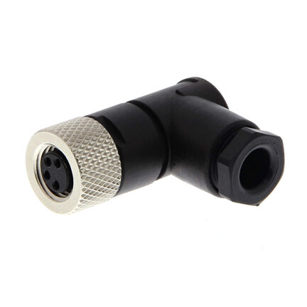 Łącznik wtykowy do montażu w terenie, wtyczka kątowa M8 (męska), 4-biegunowy, połączenie lutowane, do kabli o średnicy 3,5-5 mm (Y92E-M08PVC4Aconf-L) - Omron
